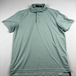 RLX Ralph Lauren Men's Green White Micro Polka Dot Golf Polo Shirt Size Medium